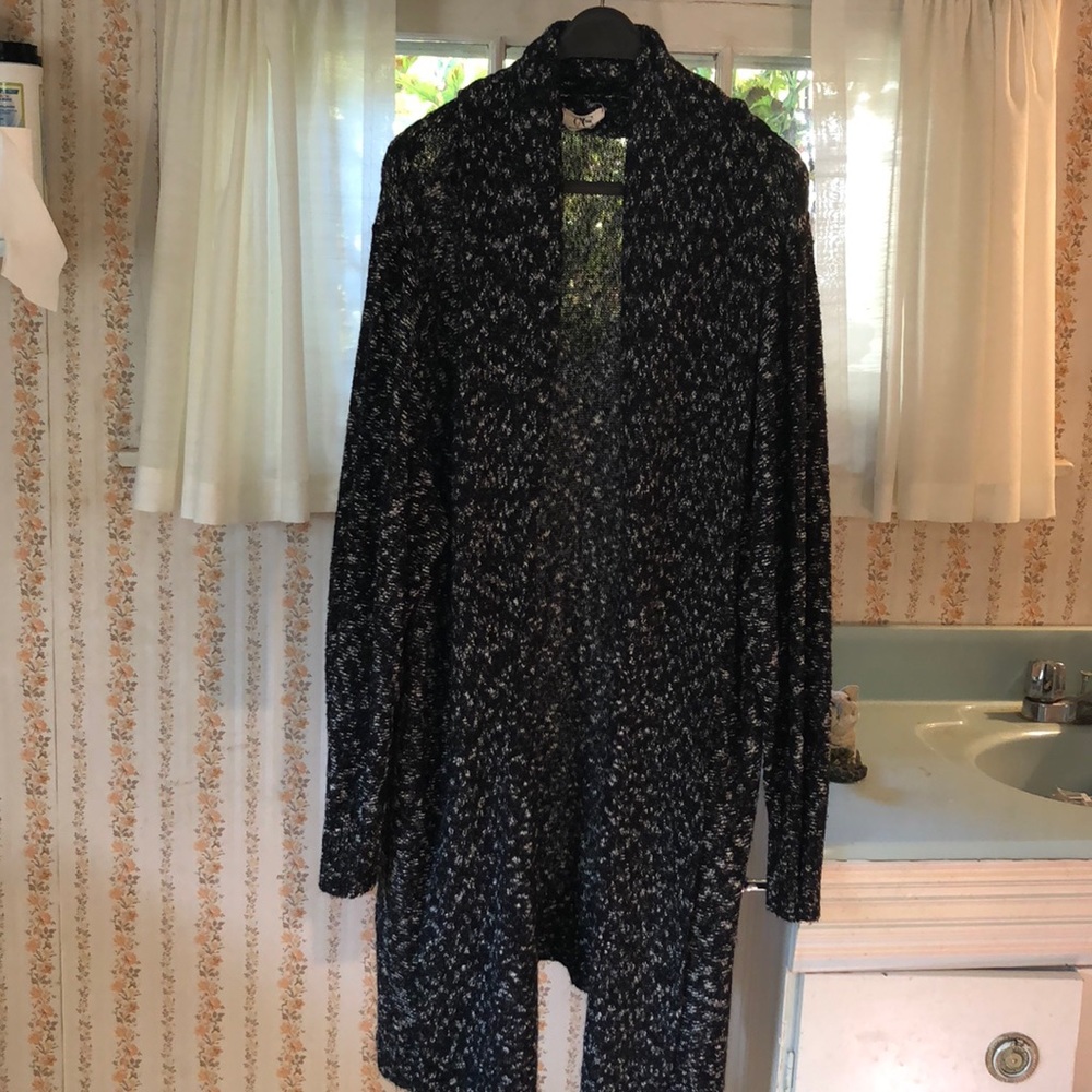 Marled black and white cardigan
